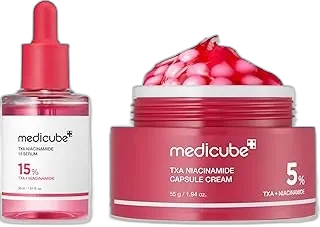 medicube TXA Glow & Care Duo: TXA+Niacinamide 15% Glow Facial Serum and Tranexamic+Niacinamide Capsule Cream